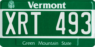 VT license plate XRT493