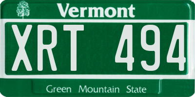 VT license plate XRT494