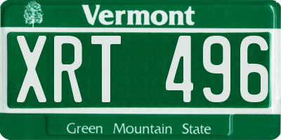 VT license plate XRT496