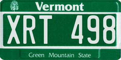 VT license plate XRT498