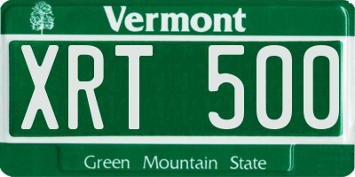 VT license plate XRT500
