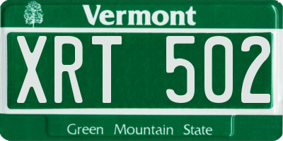 VT license plate XRT502