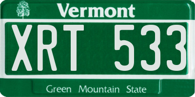 VT license plate XRT533