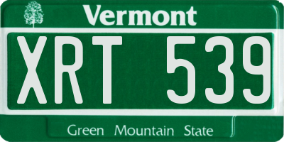 VT license plate XRT539