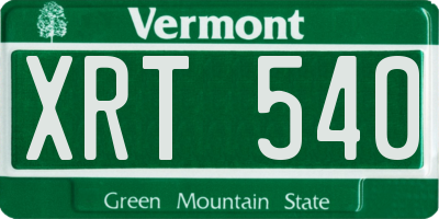VT license plate XRT540