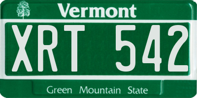 VT license plate XRT542