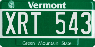 VT license plate XRT543