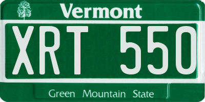 VT license plate XRT550