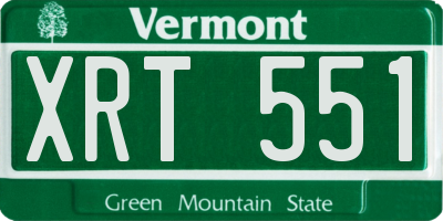 VT license plate XRT551