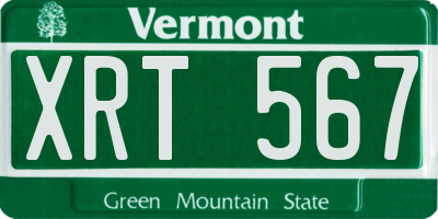 VT license plate XRT567