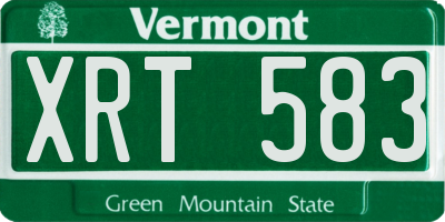 VT license plate XRT583