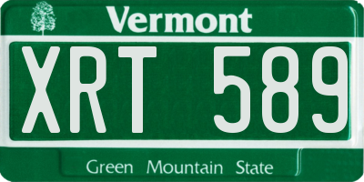 VT license plate XRT589