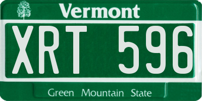 VT license plate XRT596