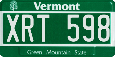 VT license plate XRT598