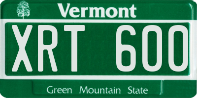 VT license plate XRT600