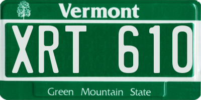 VT license plate XRT610