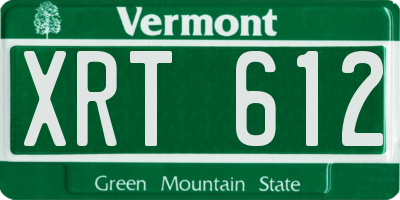 VT license plate XRT612