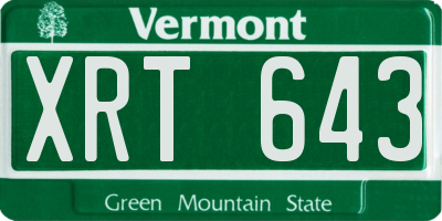 VT license plate XRT643