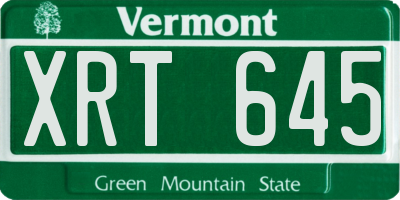 VT license plate XRT645
