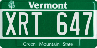 VT license plate XRT647
