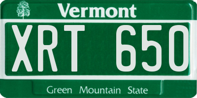 VT license plate XRT650