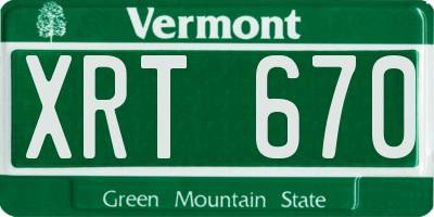 VT license plate XRT670