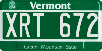 VT license plate XRT672