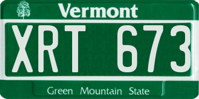 VT license plate XRT673