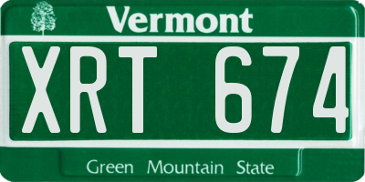 VT license plate XRT674