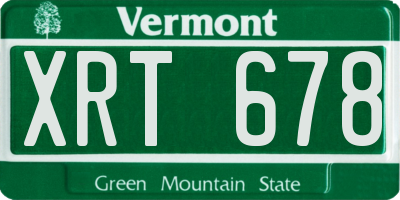 VT license plate XRT678