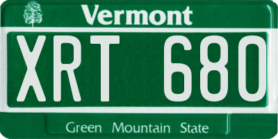 VT license plate XRT680