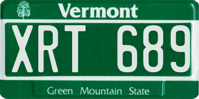 VT license plate XRT689