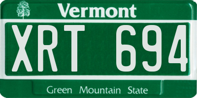 VT license plate XRT694