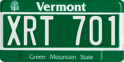 VT license plate XRT701