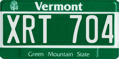 VT license plate XRT704