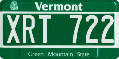 VT license plate XRT722