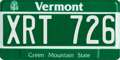 VT license plate XRT726