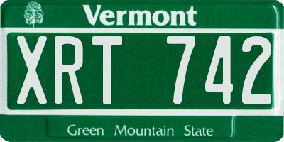 VT license plate XRT742