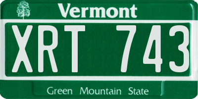 VT license plate XRT743