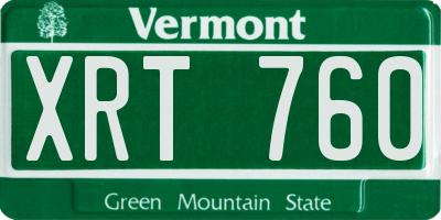 VT license plate XRT760