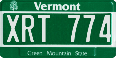 VT license plate XRT774