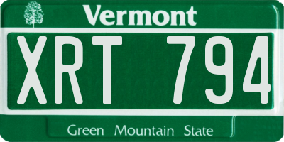 VT license plate XRT794