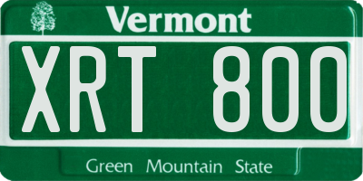 VT license plate XRT800