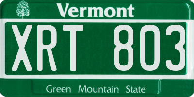 VT license plate XRT803