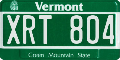 VT license plate XRT804