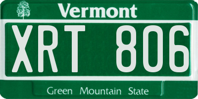 VT license plate XRT806