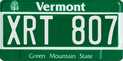 VT license plate XRT807