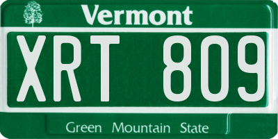 VT license plate XRT809