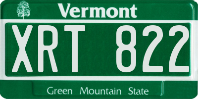 VT license plate XRT822