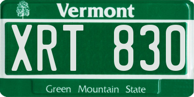 VT license plate XRT830